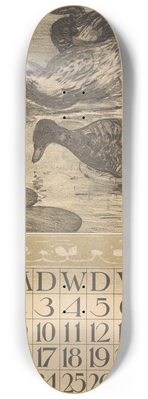 Theo van Hoytema - Kalenderblad augustus met drie zwemmende eenden 8.25 inch art skate deck