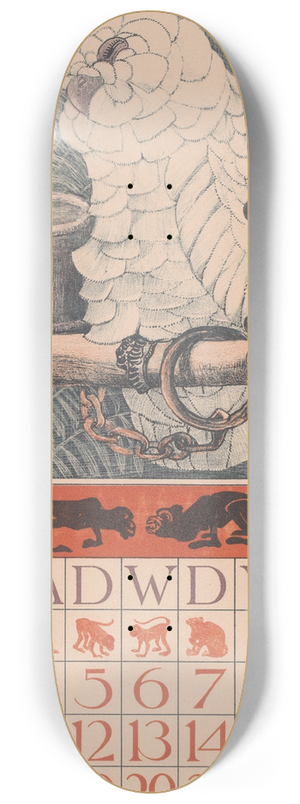 Theo van Hoytema - Kalenderblad augustus met kaketoe 8.25 inch art skate deck