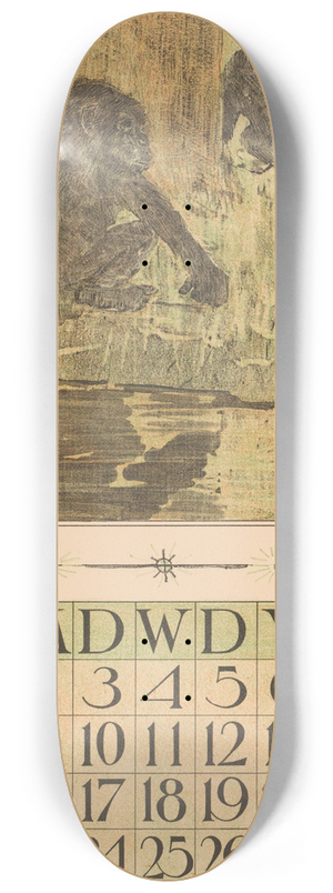 Theo van Hoytema - Kalenderblad juli met apen 8.25 inch art skate deck
