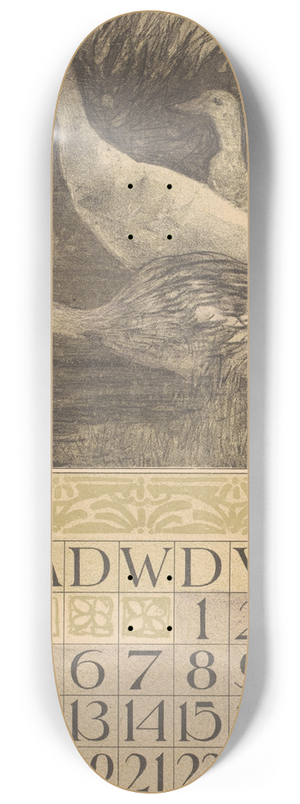 Theo van Hoytema - Kalenderblad juli met drie eenden aan de waterkant 8.25 inch art skate deck