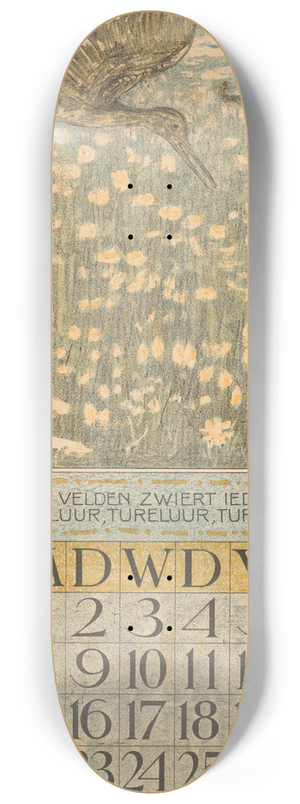 Theo van Hoytema - Kalenderblad juli met tureluur 8.25 inch art skate deck