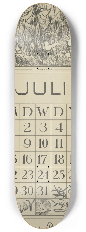 Theo van Hoytema - Kalenderblad juli met vlasbekjes 8.25 inch art skate deck Theo van Hoytema - Kalenderblad juli met vlasbekjes 8.25 inch art skate deck