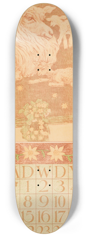 Theo van Hoytema - Kalenderblad maart met schaap en lammeren 8.25 inch art skate deck Theo van Hoytema - Kalenderblad maart met schaap en lammeren 8.25 inch art skate deck