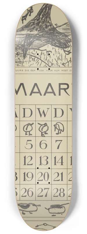Theo van Hoytema - Kalenderblad maart met tureluurs 8.25 inch art skate deck