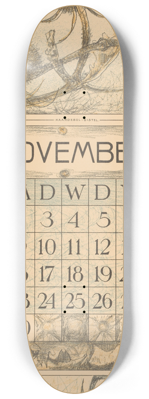 Theo van Hoytema - Kalenderblad november met distel 8.25 inch art skate deck