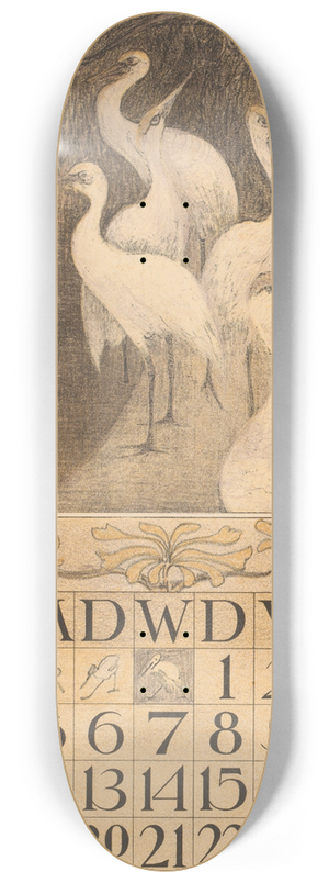 Theo van Hoytema - Kalenderblad september met kraanvogels 8.25 inch art skate deck
