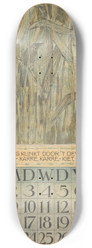 Theo van Hoytema - Kalenderblad september met vogel in het riet 8.25 inch art skate deck