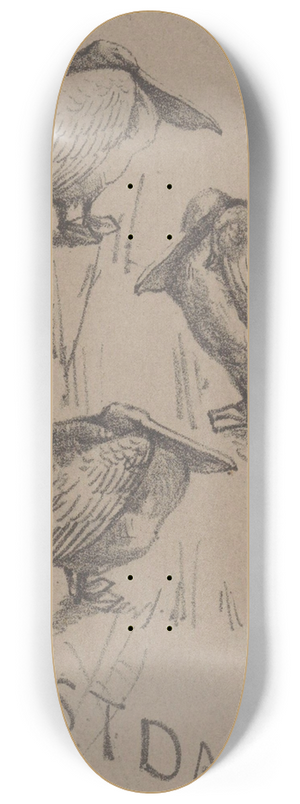 Theo van Hoytema - Kerstkaart met drie pelikanen 8.25 inch art skate deck Theo van Hoytema - Kerstkaart met drie pelikanen 8.25 inch art skate deck