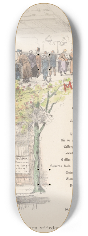 Theo van Hoytema - Menukaart voor de Leidsche spaarbank 8.25 inch art skate deck