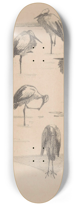 Theo van Hoytema - Wenskaart met vijf ooievaars 8.25 inch art skate deck