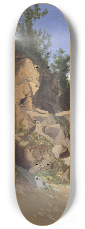 Thodore Caruelle d'Aligny - Landscape with a Cave 8.25 inch art skate deck