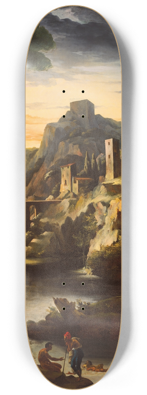 Thodore Gricault - Evening; Landscape with an Aqueduct 8.25 inch art skate deck Thodore Gricault - Evening; Landscape with an Aqueduct 8.25 inch art skate deck