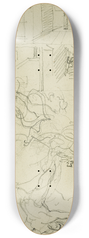 Thodore Gricault - Two compositional studies of a lion hunt 8.25 inch art skate deck Thodore Gricault - Two compositional studies of a lion hunt 8.25 inch art skate deck