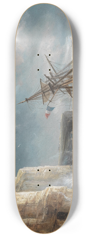 Thodore Gudin - Sormy Seas by a Chalk Coast 8.25 inch art skate deck