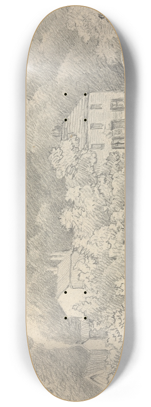 Thomas Bradshaw - Rural Scene with Houses and a Hunter and His Dog 8.25 inch art skate deck