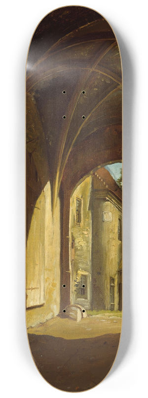 Thomas Fearnley - A vaulted Hall in the Scharfenberg Castle near Dresden 8.25 inch art skate deck