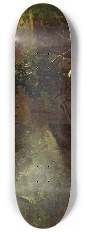 Thomas Fearnley - From a Courtyard at the Scharfenberg Castle near Dresden 8.25 inch art skate deck