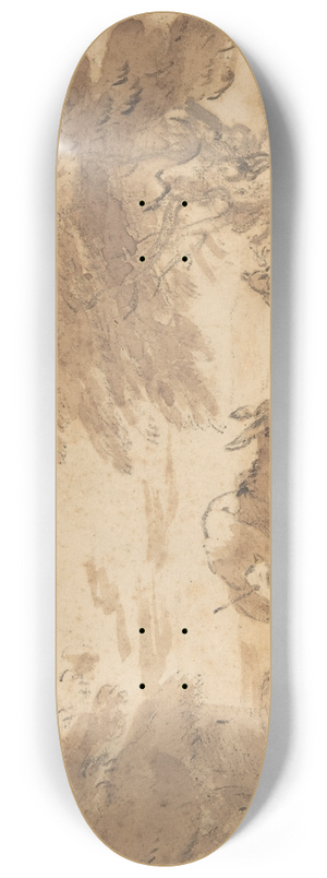 Thomas Gainsborough - A Rest by the Way (Open Landscape with Figures, Donkey and Horses) 8.25 inch art skate deck