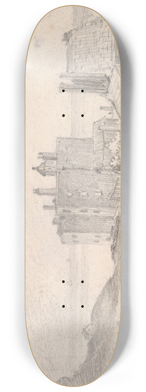 Thomas Hastings - Sketch of a Cliffside Road and Buildings, Hastings 8.25 inch art skate deck