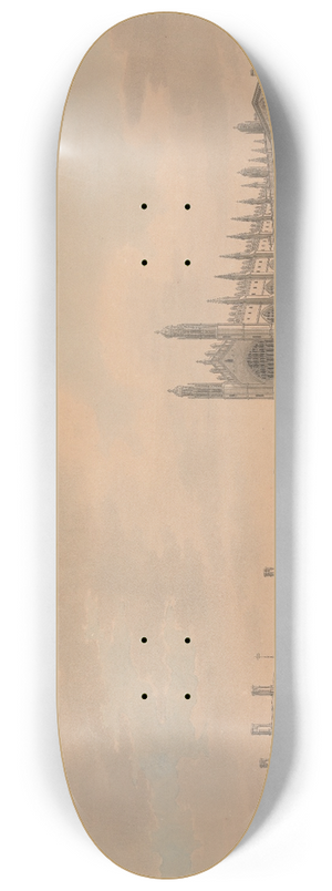 Thomas Malton the Younger - Kings College, the Chapel and Clare Hall in the University of Cambridge 8.25 inch art skate deck