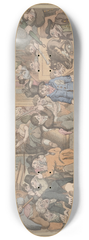 Thomas Rowlandson - A mad dog in a coffee house 8.25 inch art skate deck Thomas Rowlandson - A mad dog in a coffee house 8.25 inch art skate deck