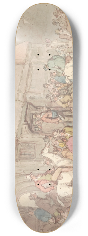 Thomas Rowlandson - Cattle market at York 8.25 inch art skate deck