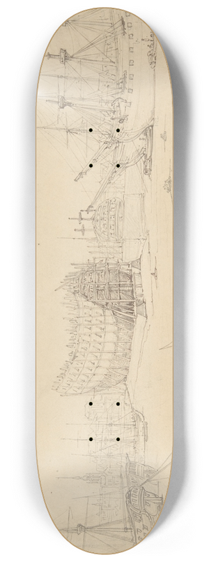 Thomas Rowlandson - Harbor scene 8.25 inch art skate deck