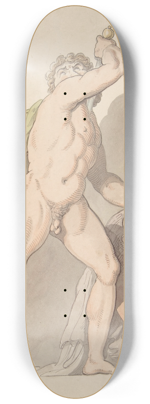 Thomas Rowlandson - Standing Nude Man Supporting Fainting Female (Ludovisi Gaul in the Uffizi) 8.25 inch art skate deck