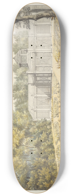 Thomas Sandby - View of the Flower Garden and Aviary at Kew 8.25 inch art skate deck