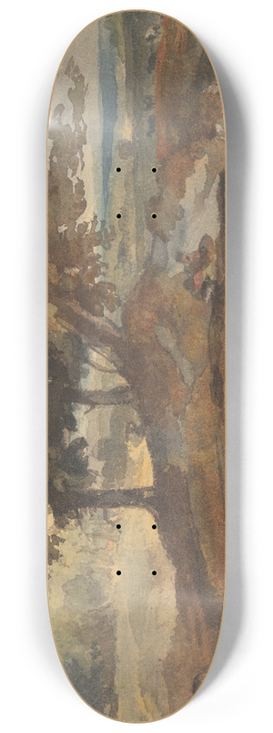 Thomas Sully - Landscape with Knoll with Trees, Figure on Horseback 8.25 inch art skate deck