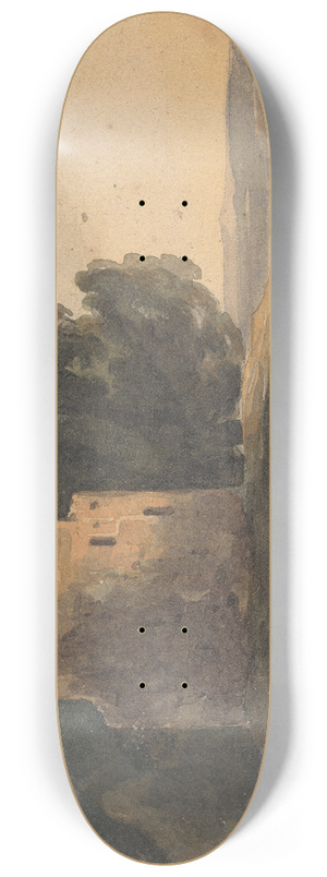 Thomas Sully - Landscape with Ruined Castle, Trees 8.25 inch art skate deck