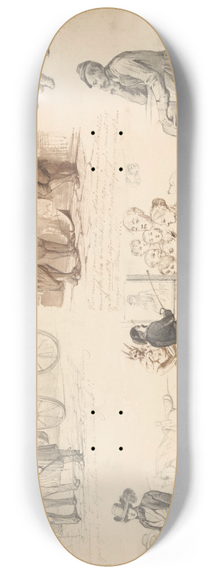 August Alleb - Schetsblad met diverse studies, onder andere van twee honden 8.25 inch art skate deck