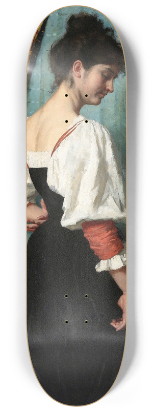 Thrse Schwartze - Portrait of a young Woman with Puck the Dog 8.25 inch art skate deck