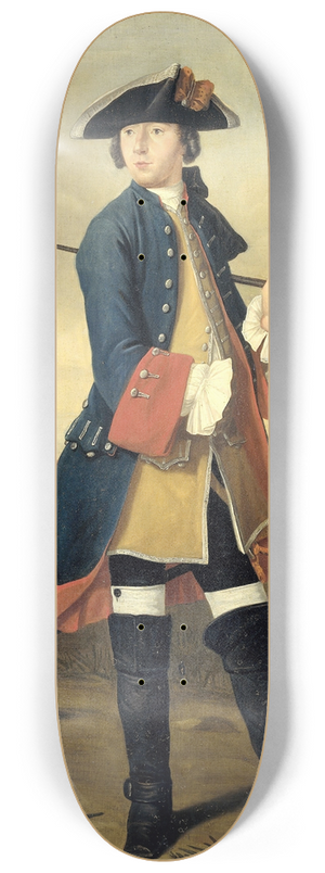 Tibout Regters - Portrait of Ludolf Backhuysen II, Painter, in the Uniform of the Dragoons 8.25 inch art skate deck