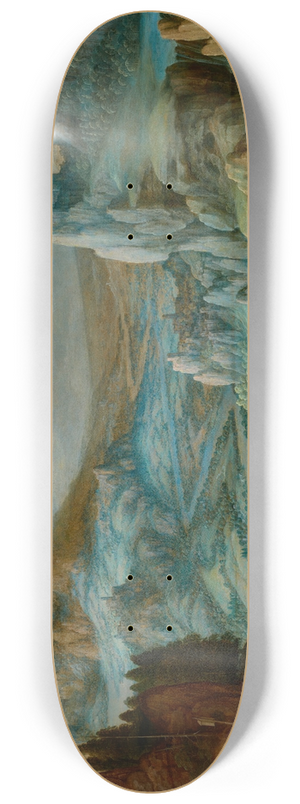 Tobias Verhaecht - An extensive mountainous landscape with travellers on a path 8.25 inch art skate deck