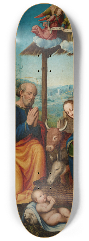 Tommaso Fiorentino - Adoration of the Shepherds (Adoration of the Child by Mary, St Joseph and Shepherds) 8.25 inch art skate deck