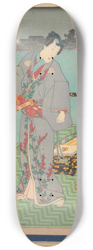 Toyokuni Utagawa - Actor in grey costume with red trim 8.25 inch art skate deck