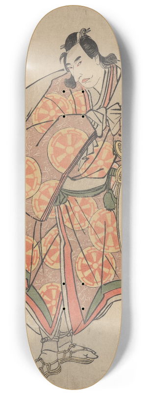 Toyokuni Utagawa - Samurai in Lavender with Large White Hat 8.25 inch art skate deck