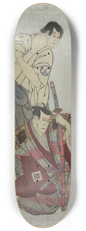 Tshsai Sharaku - Sandaime ichikawa yaoz (no fuwa banzaemon to) sandaime sakata hangor (no kosodate no kannonb) 8.25 inch art skate deck