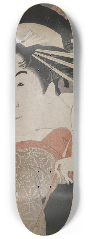 Tshsai Sharaku - The Actor Matsumoto Yonesaburo as Shinobu, Posing as the Courtesan Kewaizaka no Shosho, from the play A Medley of Tales ofRevenge 8.25 inch art skate deck