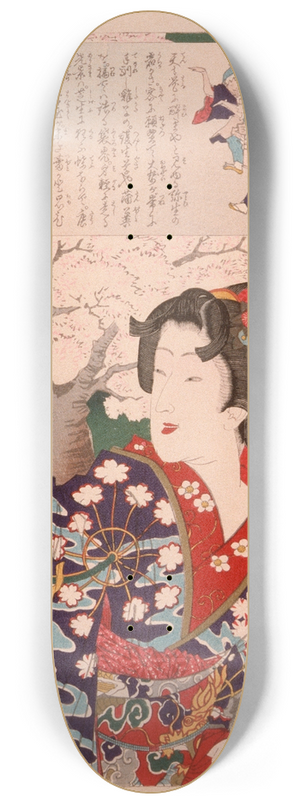 Tsukioka Yoshitoshi - Geisha by Cherry Trees at 3;00 p.m 8.25 inch art skate deck