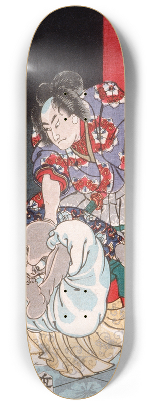 Tsukioka Yoshitoshi - hara Takejir Takematsu Subduing a Bald Demon 8.25 inch art skate deck