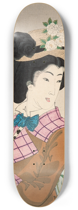 Tsukioka Yoshitoshi - Preparing to Take a Stroll; The Wife of a Nobleman of the Meiji Period 8.25 inch art skate deck