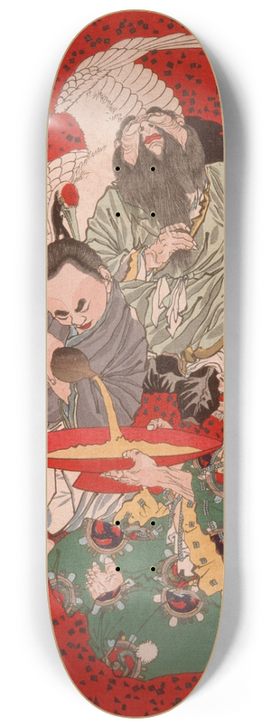 Tsukioka Yoshitoshi - Tbsaku, Miura Yoshiaki the Tax Collector, and Urashima Tar Drinking Wine 8.25 inch art skate deck