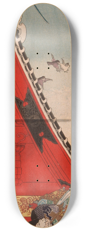 Tsukioka Yoshitoshi - Two Heroes Fighting atop Hrykaku 8.25 inch art skate deck