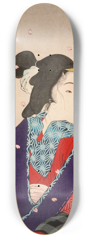 Tsukioka Yoshitoshi - Wanting to Meet Someone; A Courtesan of the Kaei Period (1848-1853) 8.25 inch art skate deck