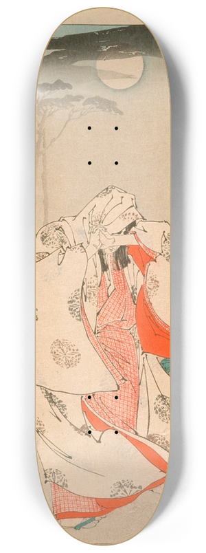Tsukioka Yoshitoshi - Yokobue Waiting from Takiguchi Tokiyori by Moonlight at Hrinji 8.25 inch art skate deck