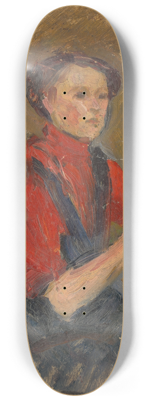 udovt Pitthordt - Portrait of a Young Woman in a Red Sweater 8.25 inch art skate deck