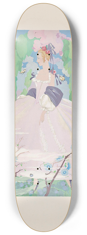 Umberto Brunelleschi - Vrouw in roze jurk in tuin 8.25 inch art skate deck