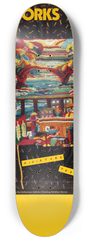 U.S. Information Agency - Threadworks. Miniature Textile Art 8.25 inch art skate deck